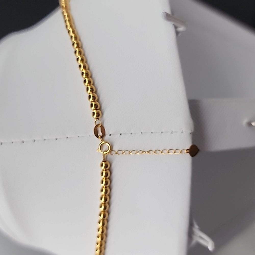 18K Yellow Gold Bubble Necklace Size 16" to 18" Chain Lightweight 2mm Au750 NEW - Picture 4 of 9